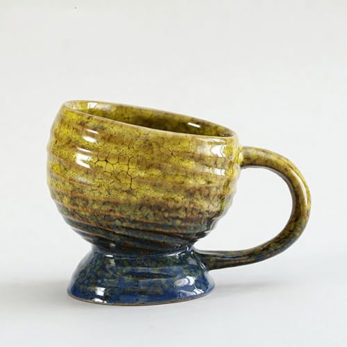 SUDOCA 400 ml Vintage-Keramikbecher Kaffee- und Bierbecher großer multifunktionaler Steinzeugbecher einzigartige Glasurkunst für das Home Office,B von SUDOCA