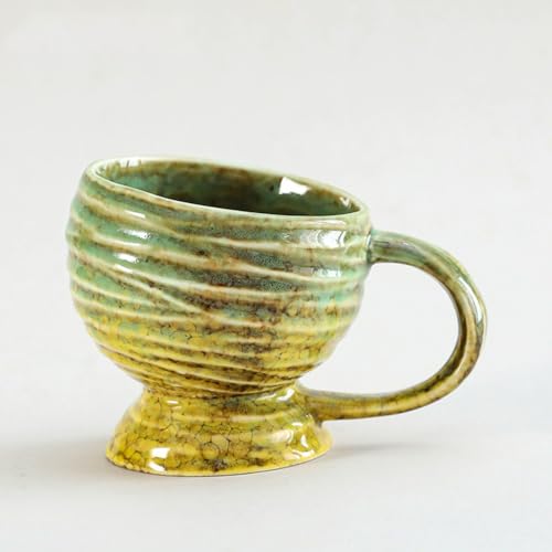 SUDOCA 400 ml Vintage-Keramikbecher Kaffee- und Bierbecher großer multifunktionaler Steinzeugbecher einzigartige Glasurkunst für das Home Office,E von SUDOCA