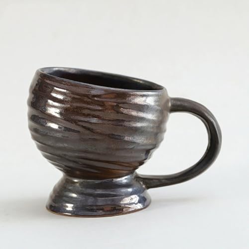SUDOCA 400 ml Vintage-Keramikbecher Kaffee- und Bierbecher großer multifunktionaler Steinzeugbecher einzigartige Glasurkunst für das Home Office,H von SUDOCA