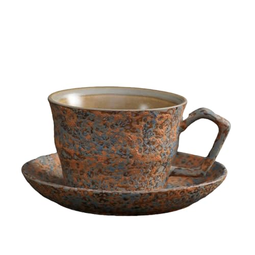 SUDOCA Keramik-Kaffeetassen-Set mit Untertassen florales Keramik-Teetassen-Set abstraktes Tintenspritzer-Design für den Einsatz zu Hause im Café oder im Hotel,A3 von SUDOCA