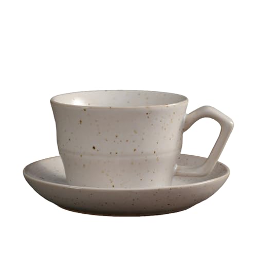 SUDOCA Keramik-Kaffeetassen-Set mit Untertassen florales Keramik-Teetassen-Set abstraktes Tintenspritzer-Design für den Einsatz zu Hause im Café oder im Hotel,A4 von SUDOCA