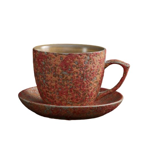 SUDOCA Keramik-Kaffeetassen-Set mit Untertassen florales Keramik-Teetassen-Set abstraktes Tintenspritzer-Design für den Einsatz zu Hause im Café oder im Hotel,B1 von SUDOCA