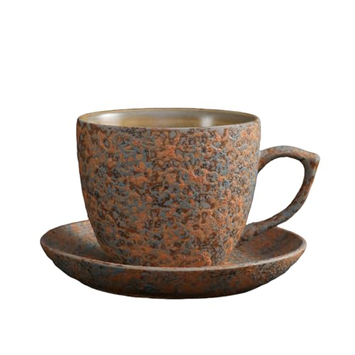 SUDOCA Keramik-Kaffeetassen-Set mit Untertassen florales Keramik-Teetassen-Set abstraktes Tintenspritzer-Design für den Einsatz zu Hause im Café oder im Hotel,B3 von SUDOCA