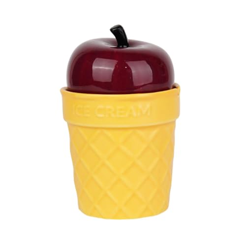 SUDOCA Niedliche Keramiktasse in Apfelform mit Eistüte – 300 ml, neuartige Kaffeetasse für Desserts, für das Home Office,A SUDOCA Niedliche Keramiktasse in Apfelform mit Eistüte – 300 ml, neuartige Kaffeetasse für Desserts, für das Home Office,A von SUDOCA