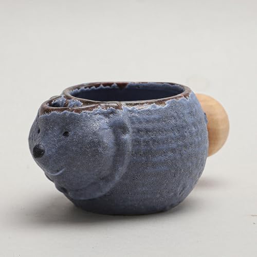 SUDOCA Tasse in Tierform Keramik-Kaffeetasse mit Holzgriff kreative Steingut-Tasse Vintage rustikale Teetasse für Zuhause, Büro, Café,A1 SUDOCA Tasse in Tierform Keramik-Kaffeetasse mit Holzgriff kreative Steingut-Tasse Vintage rustikale Teetasse für Zuhause, Büro, Café,A1 von SUDOCA