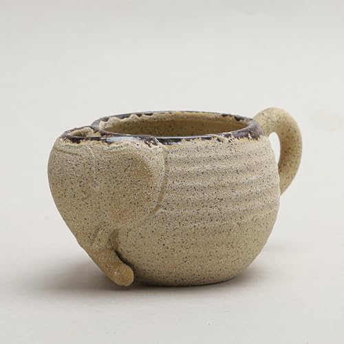 SUDOCA Tasse in Tierform Keramik-Kaffeetasse mit Holzgriff kreative Steingut-Tasse Vintage rustikale Teetasse für Zuhause, Büro, Café,B SUDOCA Tasse in Tierform Keramik-Kaffeetasse mit Holzgriff kreative Steingut-Tasse Vintage rustikale Teetasse für Zuhause, Büro, Café,B von SUDOCA