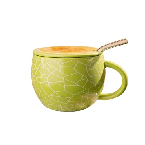 SUDOCA Wassermelonenförmiger Keramik-Kaffeebecher Espresso-Schnapsbecher 450 ml grobes Keramik-Porzellan-Teetassen-Set für das Home Office Latte Kaffee Tee,B von SUDOCA