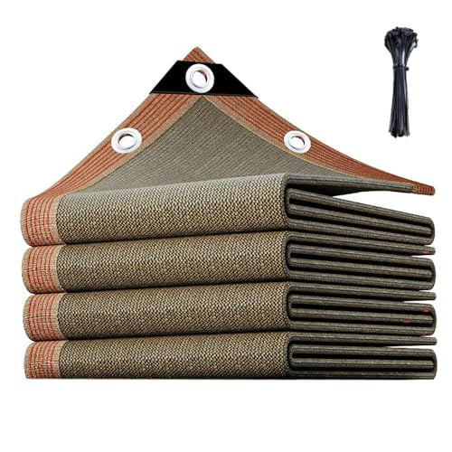 SUEBAIHUO Balkon Sichtschutz Anpassbare Größe Sonnenschutz Netz UV-Schutz,wetterbeständiges,Befestigungsschnur (160 g/m² Polyethylen, Kaffee) von SUEBAIHUO