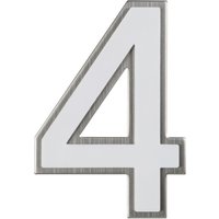 Südmetall Hausnummer, 4, Weiß, Kunststoff | Edelstahl, 11,7 x 17 x 1,8 cm, nachtleuchtend - weiss von Südmetall