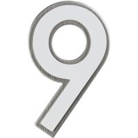 Südmetall Hausnummer, 9, Weiß, Kunststoff | Edelstahl, 11,7 x 17 x 1,8 cm, nachtleuchtend - weiss von Südmetall