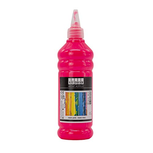 SÜDOR Acrylfarbe 500 ml – Geeignet für Acryl-Pouring. Hochpigmentierte, fluoreszierende Künstler-Malfarbe zum Bemalen auf Holz, Leinwand, Stein, Papier, Stoff & Metall. Vegan (Neon Rosa (Pink)) von SÜDOR