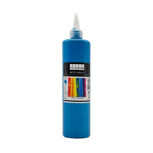 SÜDOR ACRYLFARBE 500 ml - Hochpigmentierte Acrylfarben. Geeignet für Acryl-Pouring. Künstler-Malfarben zum Bemalen auf Holz, Leinwand, Stein, Papier, Metall. Wasserfest. Vegan. (Türkis) von SÜDOR