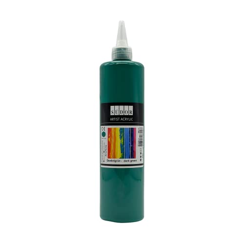 SÜDOR ACRYLFARBE 500 ml - Geeignet für Acryl-Pouring. Hochpigmentierte Künstler-Malfarben zum Bemalen auf Holz, Leinwand, Stein, Papier, Stoff, Metall. Wasserfest. Vegan. (Grün (Dunkelgrün)) von SÜDOR