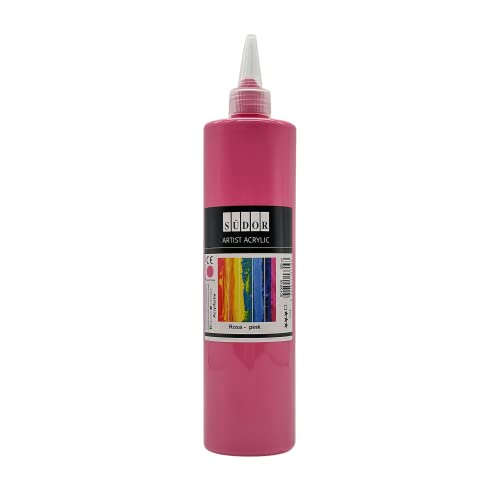 SÜDOR ACRYLFARBE 500 ml - Geeignet für Acryl-Pouring. Hochpigmentierte Künstler-Malfarben zum Bemalen auf Holz, Leinwand, Stein, Papier, Stoff, Metall. Wasserfest. Vegan. (Pink) von SÜDOR