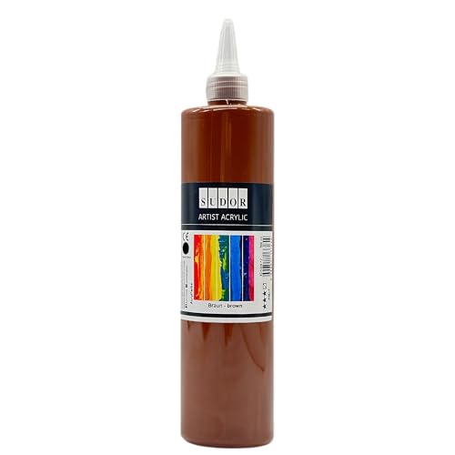 SÜDOR ACRYLFARBE 500 ml - Geeignet für Acryl-Pouring. Hochpigmentierte Künstler-Malfarben zum Bemalen auf Holz, Leinwand, Stein, Papier, Stoff, Metall. Wasserfest. Vegan. (Braun) von SÜDOR