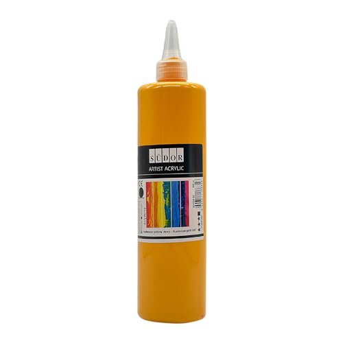 SÜDOR ACRYLFARBE 500 ml - Geeignet für Acryl-Pouring. Hochpigmentierte Künstler-Malfarben zum Bemalen auf Holz, Leinwand, Stein, Papier, Stoff, Metall. Wasserfest. Vegan. (Kadmiumgelb) von SÜDOR