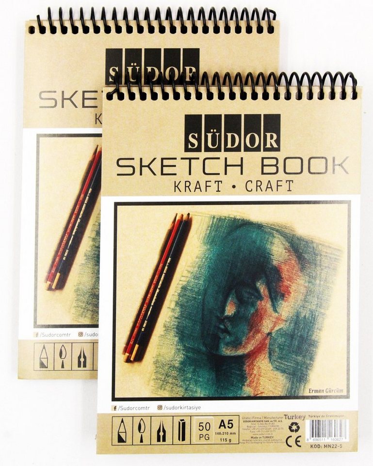 SÜDOR Skizzenblock Südor Skizzenbuch aus Kraftpapier 2er-Pack SÜDOR Skizzenblock Südor Skizzenbuch aus Kraftpapier 2er-Pack von SÜDOR