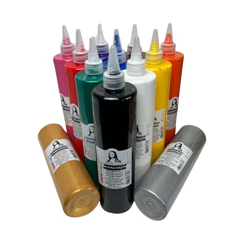 SÜDOR Stofffarben-Set. 12 Farben je 500ml. Acryl Textilfarbe. Waschfeste Textilfarbe für helle Stoffe. Waschmaschinenfest. Textilmalfarbe. (12-Farben-Set) von SÜDOR
