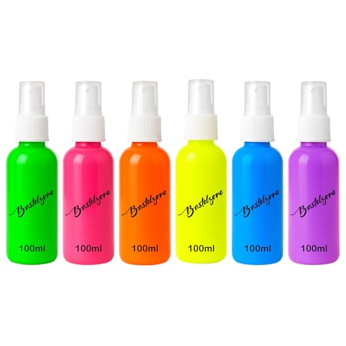 Neon-Textil-Sprühfarben Set – Stoffmalfarben für T-Shirts & DIY: Grün, Pink, Orange, Gelb, Blau,Violett. Wasserfest & ideal für Tie-Dye (6 Neon-Farben x 100ml) von SÜDOR