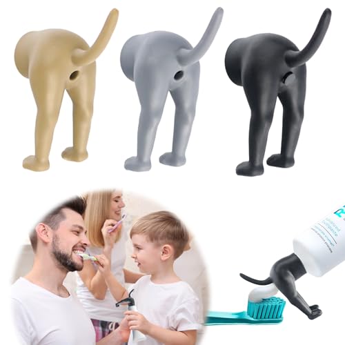 3 Stück Pooping Dog Butt Zahnpasta, Toothpaste Topper, Lustige Zahnpastakappen, Zahnpasta-Spender, Kreative Zahnpasta Spender Kappe für Hundekot, für Zuhause, Badezimmer von SUEHBEXF