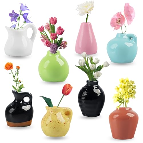 8 Stück Mini Vase Magnete für Kühlschrank, 3D Magnetic Harzvasen Blumenvasen, Lustige Pflanzenmagnete, DIY Vasen Magnete-Deko für Kühlschrank Zubehör, Küche, Büro und Wohnkultur (Ohne Blumen) von SUEHBEXF