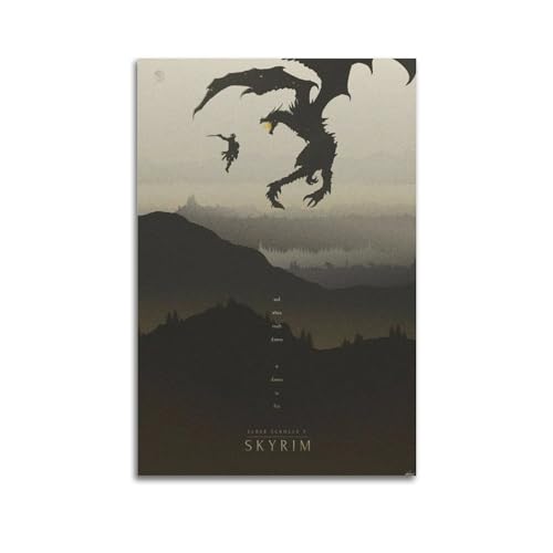 SUEJGUSJLU The Elder Scrolls V Skyrim Spielposter, dekoratives Gemälde, Leinwand, Wandposter und Kunstdruck, moderne Familienschlafzimmer-Dekoration, Poster, 60 x 90 cm von SUEJGUSJLU