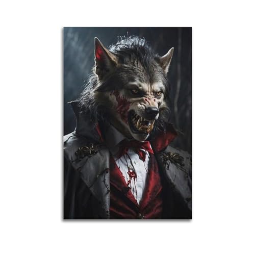 SUEJGUSJLU Werwolf-Kunst-Poster, dekoratives Gemälde, Leinwand, Wandposter und Kunstdruck, moderne Familienschlafzimmer-Dekoration, Poster, 60 x 90 cm von SUEJGUSJLU