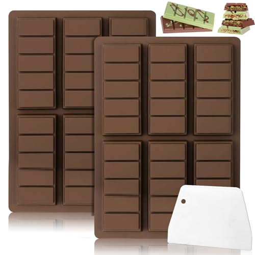 Schokoladenform Silikon Tief 2 Stück Schokoladentafel Form Mit 1 Schaber Schokoladentafel Tiefe Schokoladenform Extra Tief Schokolade Form für Schokolade Praline Süßigkeiten von SUFANG