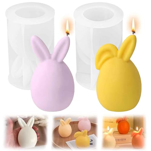 2 Stück 3D Osterhase Kerzenformen Ostern Kaninchen Silikonform 3D Osterhase Silikonform Hochwertiges Silikon sicher und ungiftig für Ostergeschenke Tortendeko Seife für Epoxid-Anfänger und Heimwerker von SUFANG