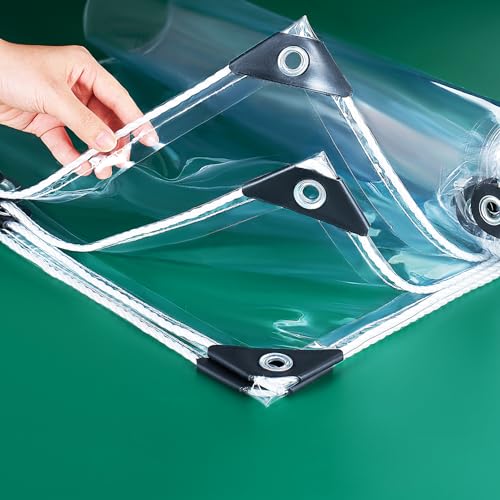 2x4m wasserdichte Transparente PVC Plane mit Ösen Lochabstand 30 cm, 0,35 mm Wetterfeste Plane Strapazierfähige & Reißfeste 420 g / ㎡ Durchsichtige Abdeckplane für Terrassen, Outdoor Windschutz 2x4m wasserdichte Transparente PVC Plane mit Ösen Lochabstand 30 cm, 0,35 mm Wetterfeste Plane Strapazierfähige & Reißfeste 420 g / ㎡ Durchsichtige Abdeckplane für Terrassen, Outdoor Windschutz von SUFAPRE