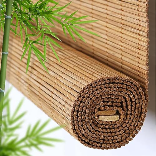 Retro Bambusrollo Natur Bambusrollo Raffrollo aus Bambus Verdunkelungsrollo Natur Holzrollos Sonnenschutz und Sichtschutz Rollo Anpassbar Rollo für Gewächshaus von SUFAPRE