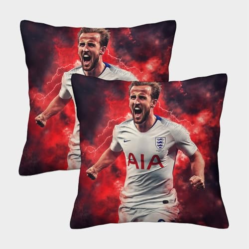 Harry Kane Kuschelige Kissenbezug 2er Set Für Kinder - Fußball Dekorative Bezüge Für Sofa - Mit Reißverschluss, Geeignet Für Jungen Und Mädchen 45x45cm von SUFFERBOW