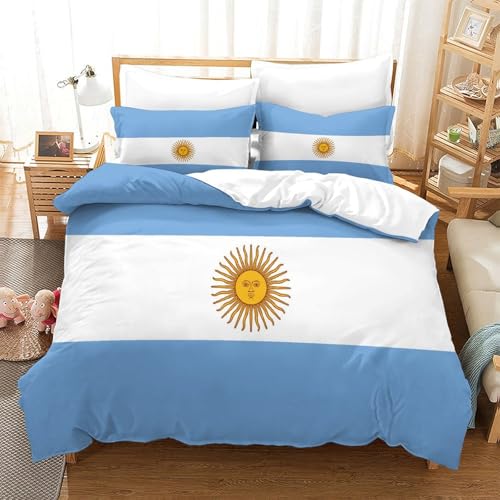 SUFFERBOW Argentinien Bettwäschegarnitur Mädchen Junge Kinder 3D Gedruckter Südamerika-Flagge Bettbezug Set Reissverschluss Bettwäsche Und Kissenbezüge Weich Microfaser 3 Teilig Single(140x200cm) SUFFERBOW Argentinien Bettwäschegarnitur Mädchen Junge Kinder 3D Gedruckter Südamerika-Flagge Bettbezug Set Reissverschluss Bettwäsche Und Kissenbezüge Weich Microfaser 3 Teilig Single(140x200cm) von SUFFERBOW