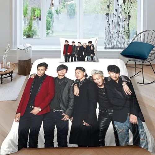 SUFFERBOW Bigbang Bettbezug Set Mädchen Junge Kinder Bettwäschegarnitur 3D Gedruckter Könige des Kpop Weich Microfaser Bettwäsche Und Kissenbezüge Reissverschluss 2 Teilig Single（135x200cm） von SUFFERBOW