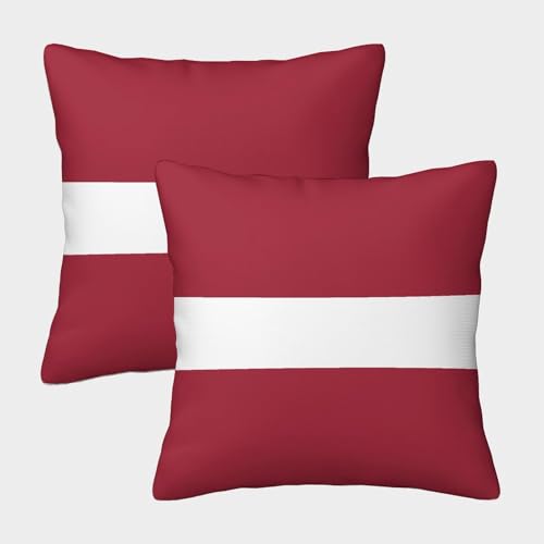 SUFFERBOW Lettland Kissenbezüge Für Sofa Und Bett, Europäische Flagge Kissenbezug Im 2er-Set, Geeignet Für Kids Room Fun Und Travel Essential, Maschinenwaschbar 45x45cm von SUFFERBOW