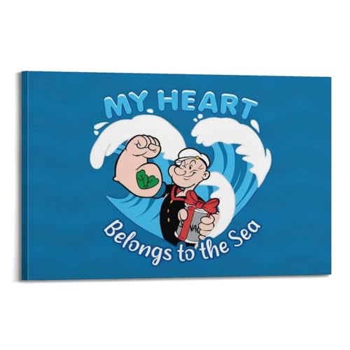 TV-Show-Popeye-Poster, Herz gehört zum Meer, dekoratives Gemälde, Leinwand, Wandposter und Kunstdruck, moderne Familienschlafzimmer-Dekoration, Poster, 30 x 45 cm TV-Show-Popeye-Poster, Herz gehört zum Meer, dekoratives Gemälde, Leinwand, Wandposter und Kunstdruck, moderne Familienschlafzimmer-Dekoration, Poster, 30 x 45 cm von SUFOGBVG
