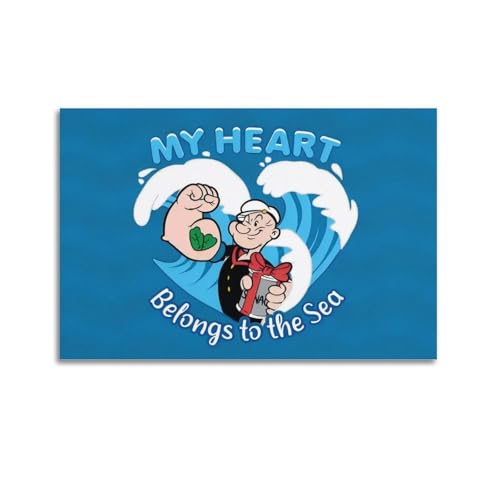 TV-Show-Popeye-Poster, Herz gehört zum Meer, dekoratives Gemälde, Leinwand, Wandposter und Kunstdruck, moderne Familienschlafzimmer-Dekoration, Poster, 60 x 90 cm TV-Show-Popeye-Poster, Herz gehört zum Meer, dekoratives Gemälde, Leinwand, Wandposter und Kunstdruck, moderne Familienschlafzimmer-Dekoration, Poster, 60 x 90 cm von SUFOGBVG