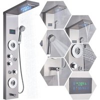 Suguword - Duschpaneel Edelstahl Mit led Regenfall Wasserfall Duschkopf 4 Rückenbrausen Handbrause und Wannenablauf Duschsystem aus Gebürstetem mit von SUGUWORD