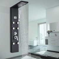 Duschpaneel Regendusche aus Edelstahl 304 mit 5 Funktionen led Duschpaneel mit Armatur und LCD-Display von SUGUWORD