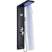 Duschpaneel Regendusche aus Edelstahl 304 mit 5 Funktionen led Duschpaneel mit Armatur und LCD-Display von SUGUWORD