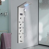 Duschpaneel Schwarz 6 Funktionen Regendusche Duschset, Duschsystem mit handbrause,Wasserfall Regenduschkopf und Wanneneinlauf von SUGUWORD