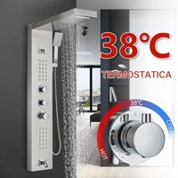 Thermostat Duschpaneel Gebürstetem Nickel Edelstahl Duschsystem mit Handbrause Massagedüsen, Wasserfall und Niederschlag Duschkopf Thermostat Duschpaneel Gebürstetem Nickel Edelstahl Duschsystem mit Handbrause Massagedüsen, Wasserfall und Niederschlag Duschkopf von SUGUWORD
