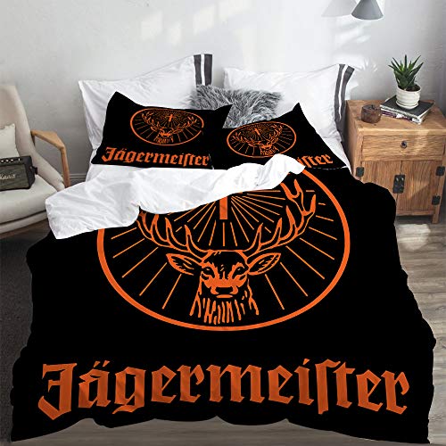 SUHETI Bettwäsche-Set, Mikrofaser,Jägermeister Logo,1 Bettbezug 135 X 200cm + 2 Kopfkissenbezug 80 X 80cm von SUHETI
