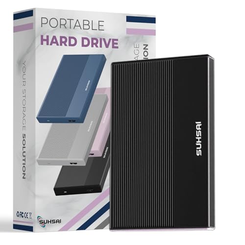 SUHSAI Externe Festplatte, 120 GB, Externe Festplatte, Backup-Laufwerk, USB 3.0, Hochgeschwindigkeits-Datenübertragungsfestplatte, kompatibel mit Mac, Laptop, Desktop-Spielekonsole (schwarz) von SUHSAI
