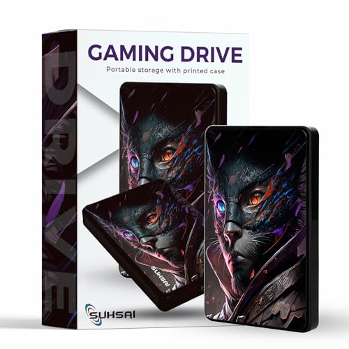 SUHSAI Externe Festplatte 500GB Tragbare Festplatte Gaming Externe Festplatte Backup-Laufwerk USB 3.0 Datenspeicherlaufwerk Ninja Cat Gedruckte Festplatte Kompatibel mit Mac Desktop PS4 PS5 von SUHSAI