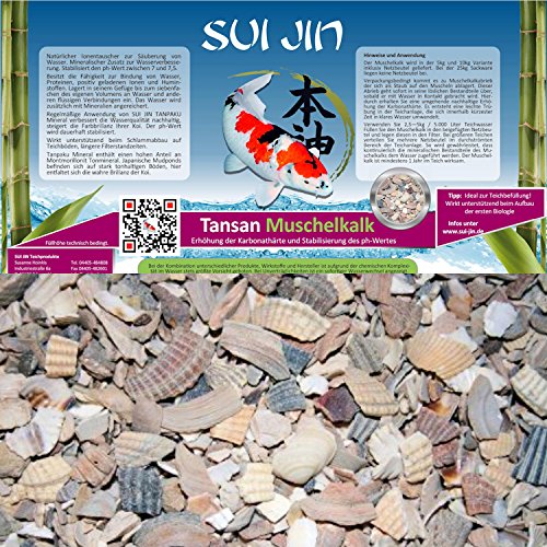 TANSAN Muschelkalk 10,0 kg (Eimer) (€ 3,29/kg) - Stabiler pH-Wert und Karbonatwert Erhöhung von SUI JIN Teichprodukte