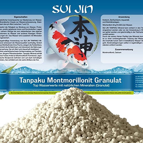 Tanpaku Teichmineral 25,0 kg (€ 3,99/kg) - Stabile Wasserbedingungen Dank natürlicher Tonmineralien von SUI JIN Teichprodukte