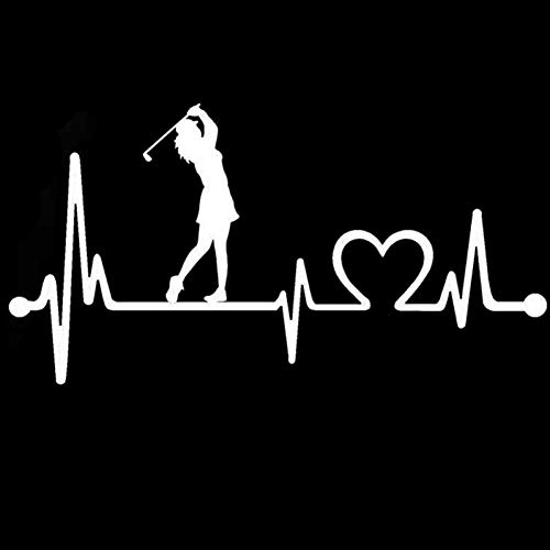 SUIFENG Autoaufkleber 14.2 cm X 7.9 cm Damen Golf Heartbeat Lifeline Vinyl Aufkleber Autoaufkleber von SUIFENG