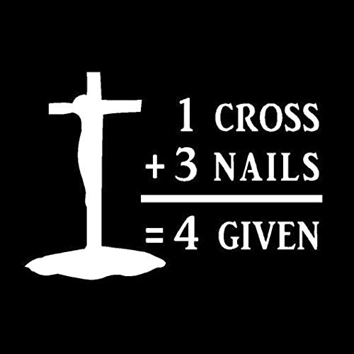 SUIFENG Autoaufkleber 15.2Cmx10.5Cm Kreuznägel Vergeben Christliche Kirche Jesus Cartoon Autoaufkleber Reflektierende Vinyl Styling Black Splitter von SUIFENG