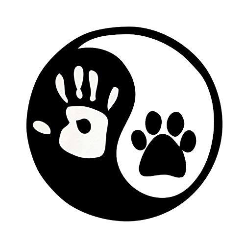 SUIFENG Autoaufkleber 15X15Cm Ying Yang Mensch Hand Hund Pfote Jäger Cartoon Auto Aufkleber Aufkleber Schwarz Silber von SUIFENG